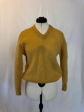 Vintage 1960s super soft knit gold color mohair v neck sweater
