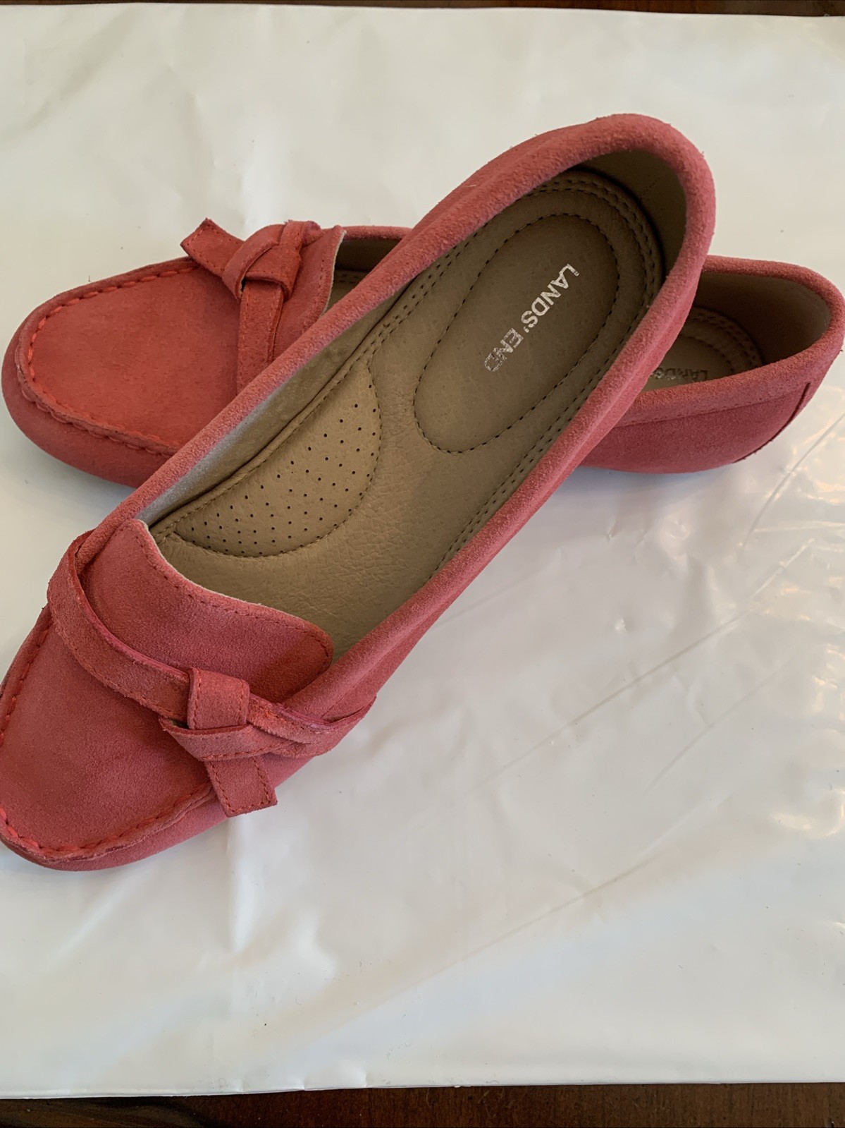 Land’s End Womens Suede Loafer Size 9 Pink Slip On
