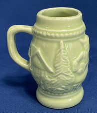 Vintage Japanese Mini Ceramic Beer Stein With House Tree Landscape Design