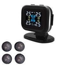 Car TPMS Tire Pressure Monitoring System Security Alarm LCD W/4 External Sensor
