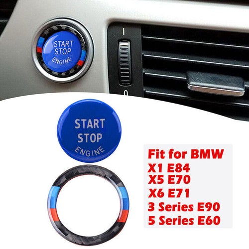 Blue Engine Start Stop Button Replace Cover Trim For BMW E90 E70 E60 E84 X5