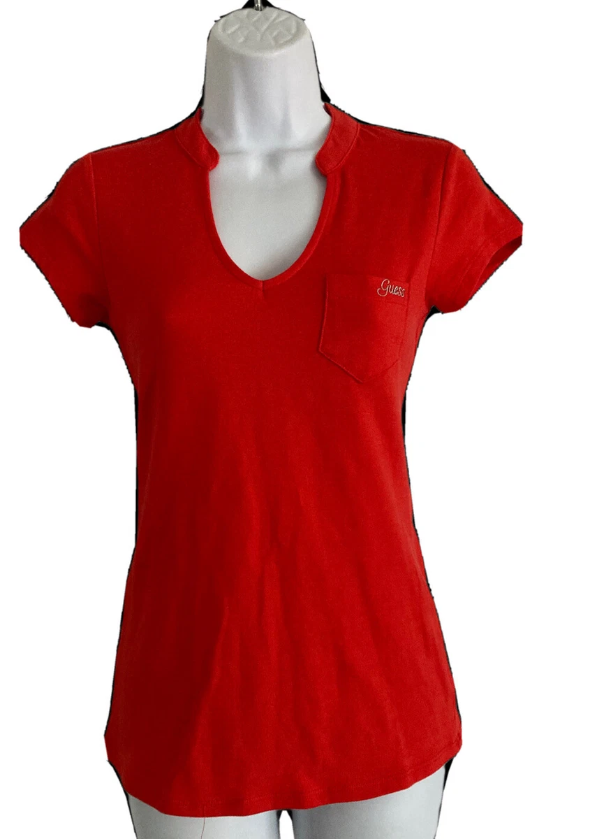 guess red t shirt women's