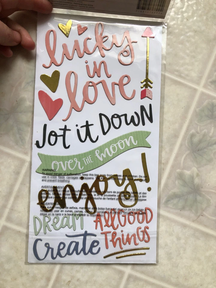 American Crafts Gruesos Aglomerado Lámina Dorada Acentos Pegatinas Life is Lovely Foto 3 de 3