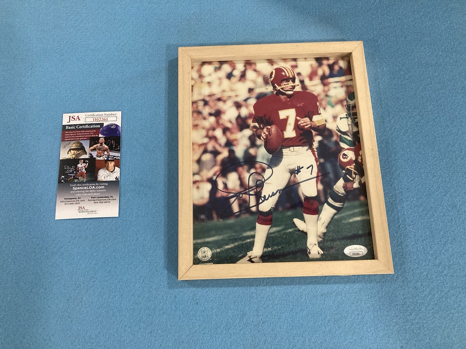 Joe Theismann Autographed Signed 8x10 JSA Cert 
