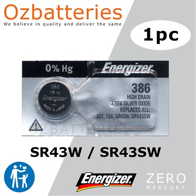 Cell Battery Energizer 386 Battery 1PC ENERGIZER SR43W SR143SW 386