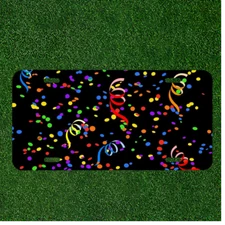 Custom Personalized License Plate Auto Tag With Confetti Art Design