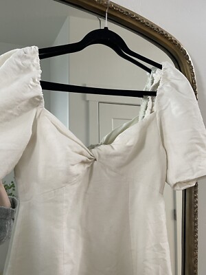 Zara Puff Sleeve Linen Dress Cream RARE | eBay