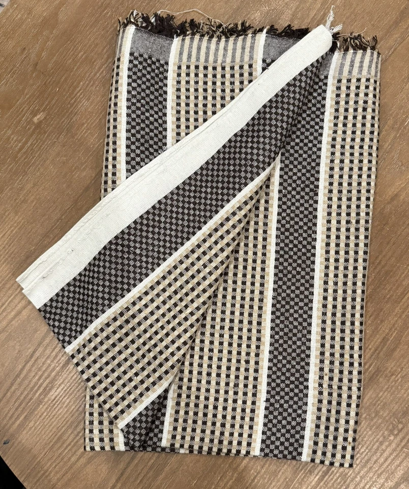 Toalla de pelo tejida ligera 30" x 60" hecha a mano en la India marrón y beige A0132 Foto 2 de 3