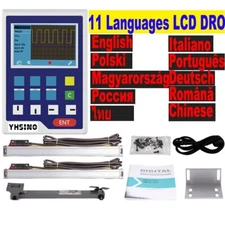 11 Languages 2 Axis LCD Digital Readout+2PCS 5U Linear Glass Scale Optical Ruler