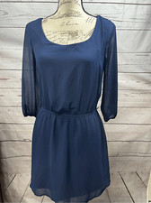 Heart Soul Navy Blue Dress XS Sheer 3/4 Sleeve Special Occasion Party