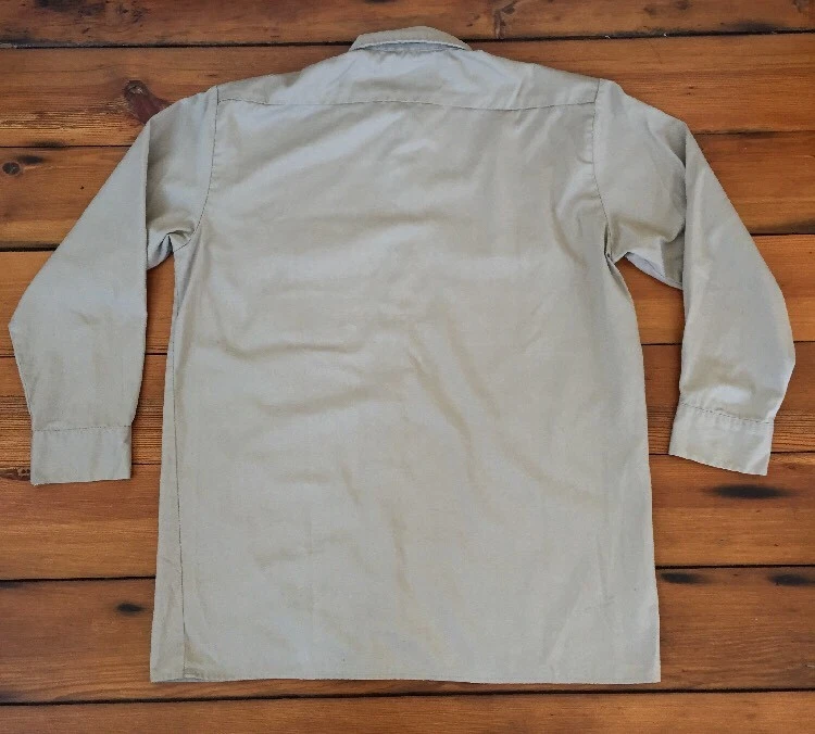 Ropa de trabajo Dickies color caqui mezcla de algodón manga larga con botones para hombre L 48" pecho Foto 4 de 4