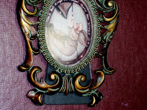 Brass Golden Dark Tone Frame Leaves Floral Art Nouveau Style Antique Vintage