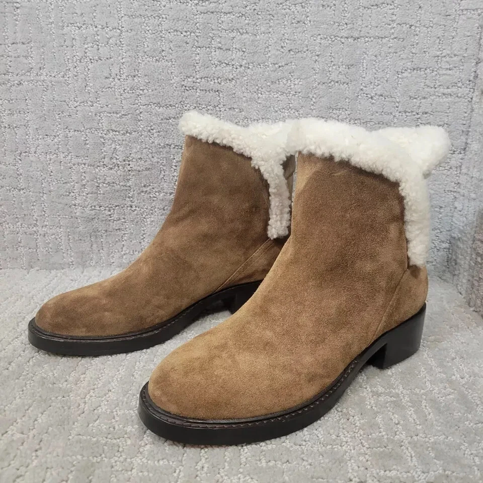 Botas de tornozelo Sigerson Morrison Hatty femininas tamanho UE 37,5 marrom camurça - Imagem 4 de 4