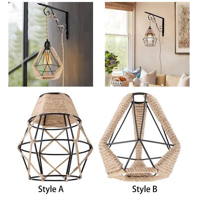 Woven Rope Lamp Shade Retro Style Pendant Lamp Shades Industrial ...