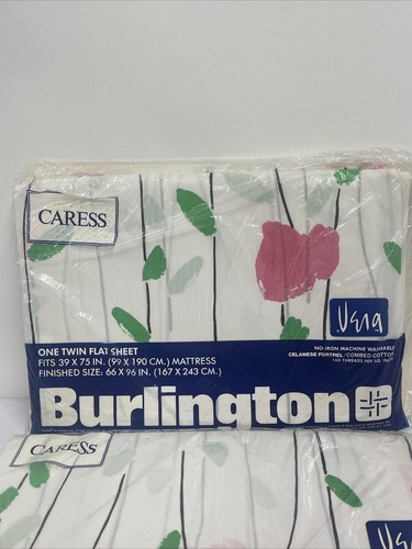 Vintage Vera Burlington Sheet Twin Flat & Fitted Floral Mid Century Modern USA - Picture 2 of 7