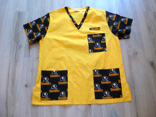 NFL Pittsburgh Steelers Work Scrub Top Large Print Pockets Nurse Hospital Crafts