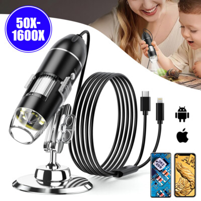 8 LEDs Microscope Kamera Mini Digital Mikroskop Lupe 1600X HD für iOS Android