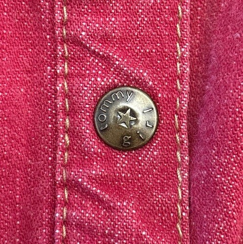 Vintage Tommy Hilfiger Red Jean Denim Jacket Little Girls Kids Sz Med snaps 1087 - Picture 5 of 5