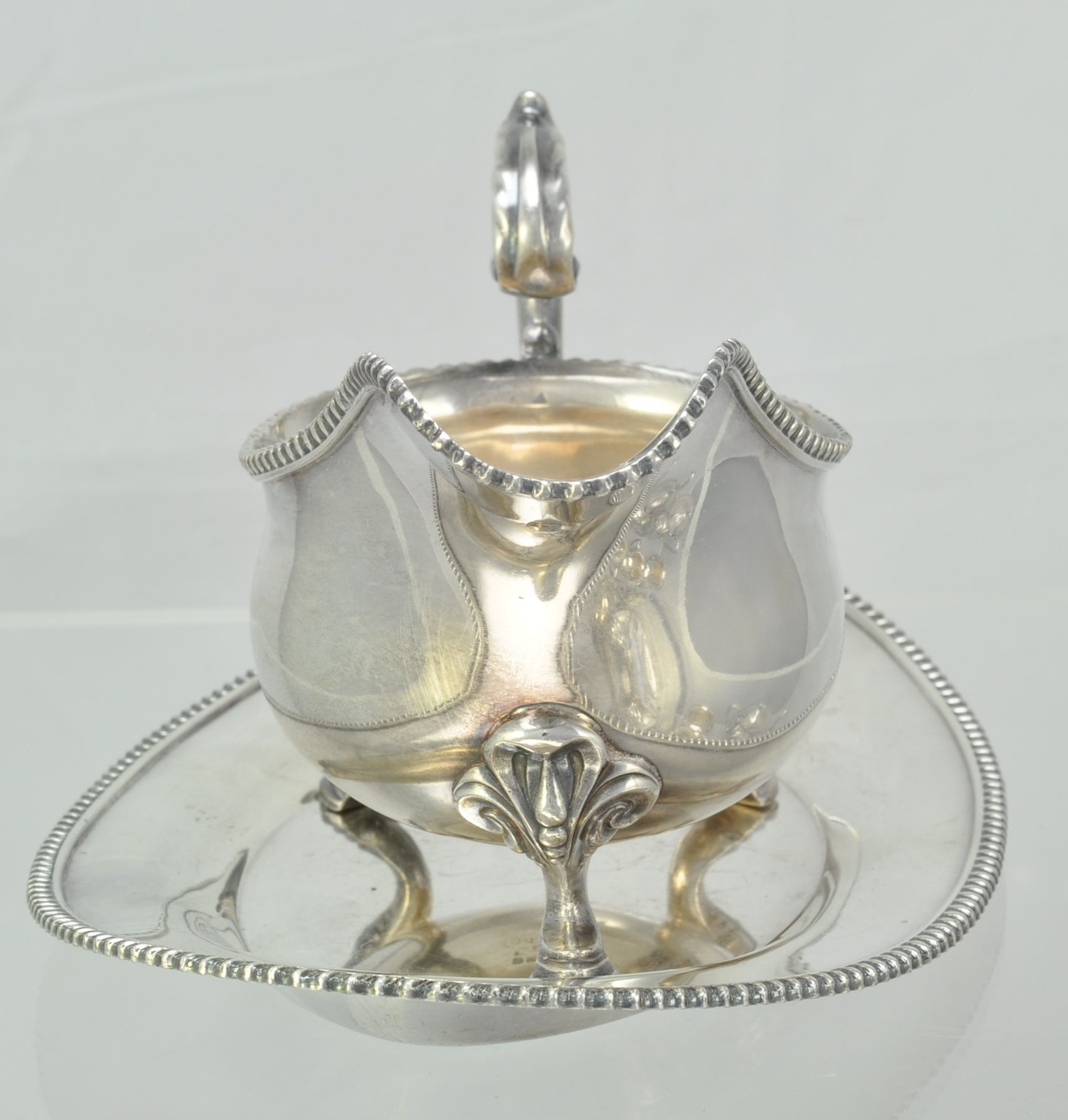 Antique E G ster Silverplate Three Hoof Foot Gravy Boat circa 1900