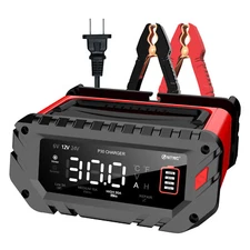 30Amp Lithium Battery Charger 6V/12V/24V Lifepo4, Lead-Acid Portable Car Charger