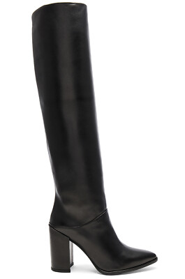 Stuart Weitzman Scrunchy Womens Leather Knee High Tall Heeled Boots Black US 4.5