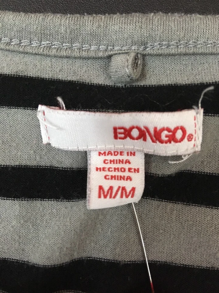 Camisa Bongo Gris y Negra Manga 3/4 Rayas Niñas Talla Mediana Top Foto 2 de 4
