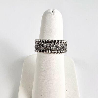 Pandora Beaded Pave Band Ring Sz