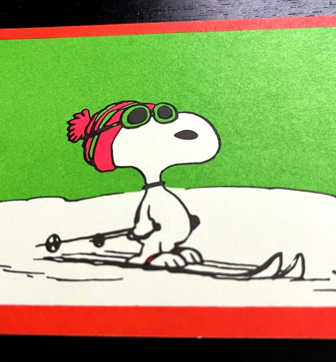 Vintage 70s Christmas Hallmark Snoopy Skiing Holiday