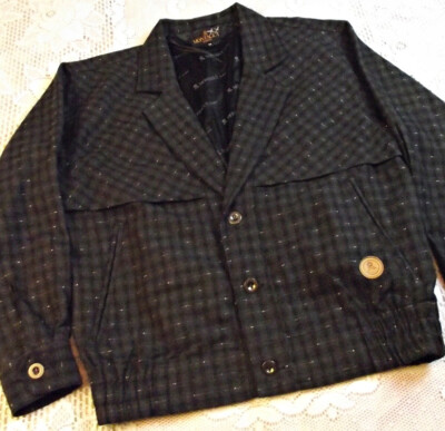 ROCKABILLY Vtg Montagut Paris Mens Tweed Jacket Black/Gray Med