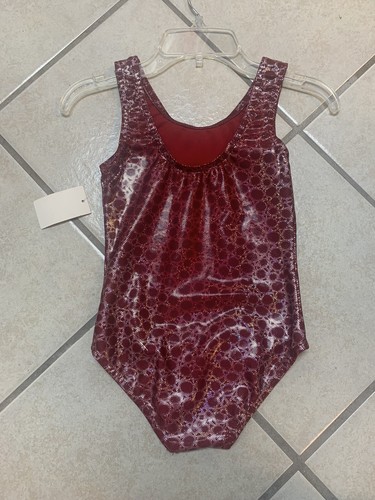 Childs Medium (8-10) Red & Silver Metallic Gymnastics Dance Leotard Bodysuit NWT - Picture 2 of 2