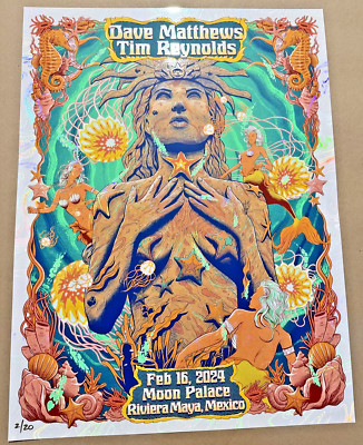 Dave Mathews Tim Reynolds Correa Artist White Swirl Foil LE /20 Maya 2024 Poster