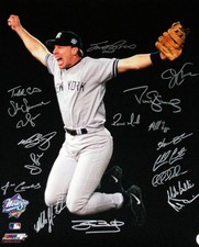 1998 WS Champs Yankees signed 16x20 Photo 18 sigs Beckett LOA Brosius/Strawberry