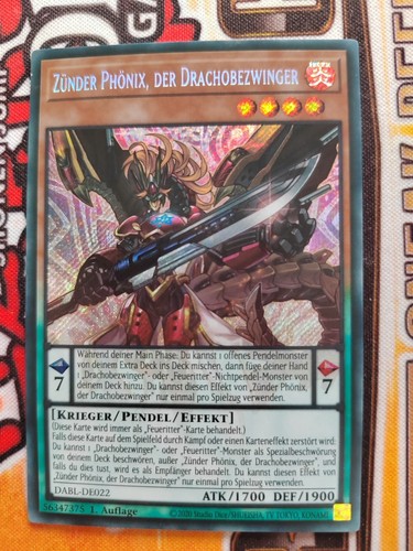 3x ZÜNDER PHÖNIX, DER DRACHOBEZWINGER - DABL-DE022 Secret Rare 1. Auflage NM Set - Bild 2 von 3