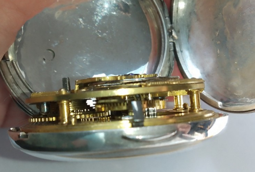 LORMIER & EDWARDS rare English VERGE Hunter w/chronograph & HUGE Diamond ES 3mm+ - Picture 17 of 24