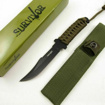 2 X Survivor Full Tang Serrated Back Edge Fixed Blade
