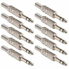 NEW 10 Pcs 1/4" Stereo TRS Audio Cable Spring Metal Connector Solder Plugs Pack