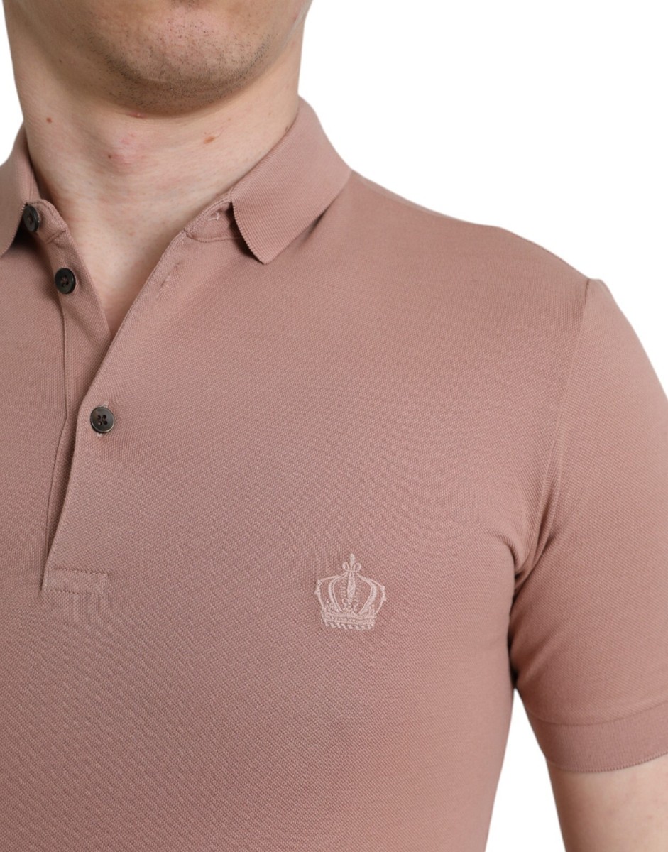 トップス DOUBLE COLLAR POLO SHIRT DOLCE & GABBANA T-shirt Blue Crown Patch Cotton Collared Men