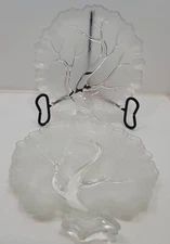 3 Vintage Hazel Atlas Orchard Clear Glass Tree Of Life Snack Plates