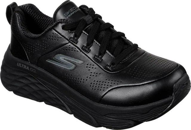 NEW Womens SKECHERS Max Cushioning Elite Step Up Black LEATHER Running Shoes | eBay