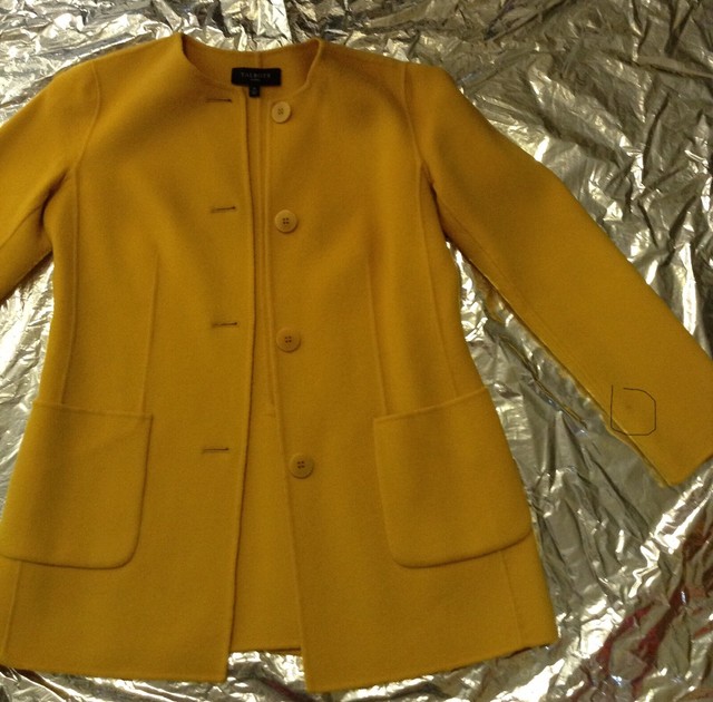 Talbots Women's Jacket Wool Blend Mustard Yellow Collarless Size 2