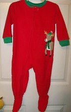 Carter's Reindeer Christmas Footed Zip Up One Piece Pajama Size 18 Months NWT