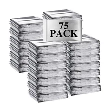 Macarrie 75 Pack Emergency Foil Thermal Blankets Silver Foil Survival Blanket...