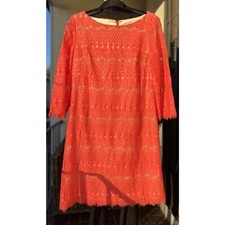 Eliza J Women’s Lace Coral Orange Sheath Dress Size 10
