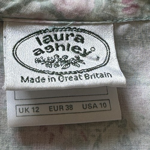 Abito Vintage Laura Ashley UK12 US10 Rosa Verde Floreale Collare Pizzo Gran Bretagna - Foto 5 di 20