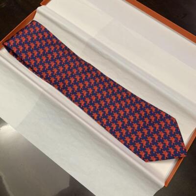 HERMES Paris Krawatte Krawatte Seide 100% Pegasus Herren MARINE/ROUGE Accesso...