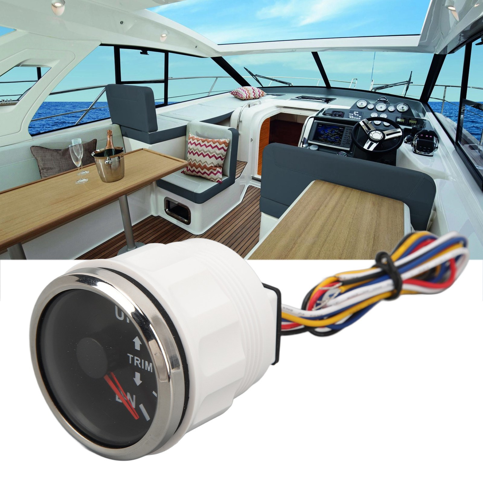 52MM Boat Trim Gauge Stainless Steel DC9 To 32V UP DN Marine Trim Balance Meter
