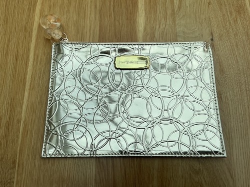 Brand New MAC shiny Gold Small Zip Make Up Cosmetics Bag Pouch