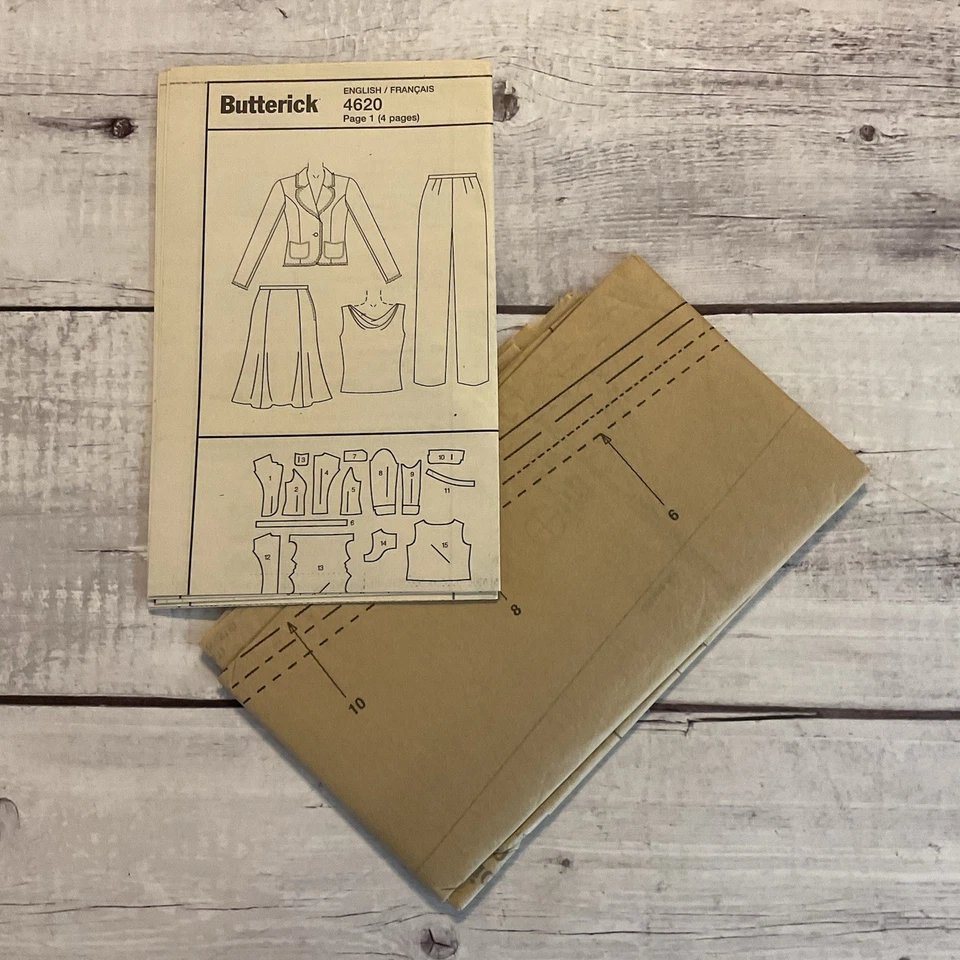 Butterick 4620 Sewing Pattern Jacket Skirt Pants Top Pantsuit Size 6-12 UNCUT - Image 3 of 3