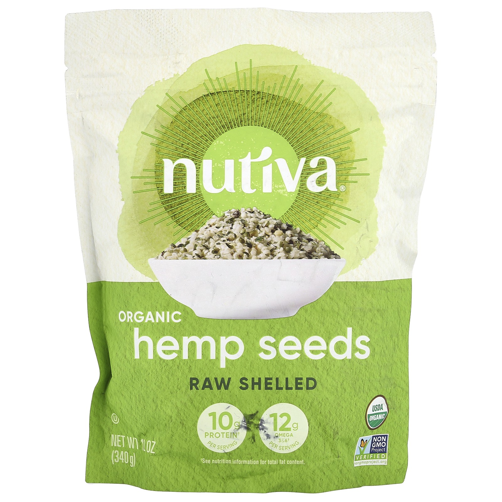 Nutiva Hempseed Organic Superfood Raw Shelled 12 oz 340 g B Corp, Kosher