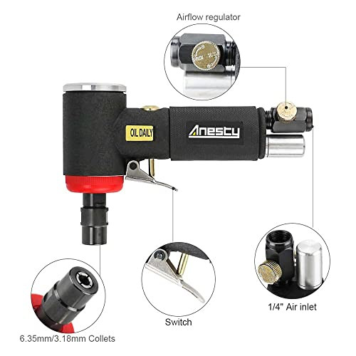 Mini Air Angle Die Grinder Kit, 1/4" Right Angle Air Die Grinder with 3mm & 6mm - Picture 5 of 5